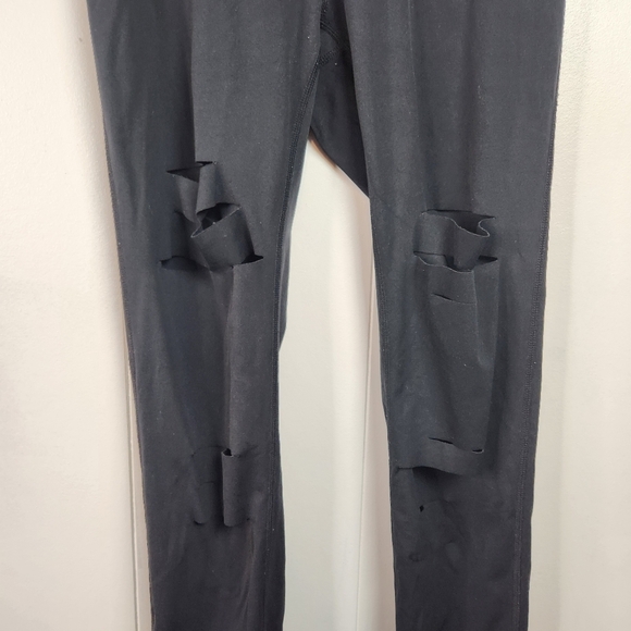 ZYIA Active Black Slashed Lux High Rise Ripped Leggings Size 0 Activewear Gym - Picture 4 of 8
